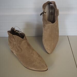 Sundance Suede Leather Toupee Ankle Boot EU 38 Womens 8 Zip Hidden Wedge Western